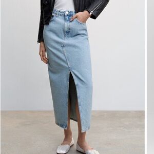 Mango denim maxi skirt